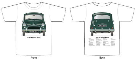Morris Minor 4 door 1956-60 T-shirt Front & Back